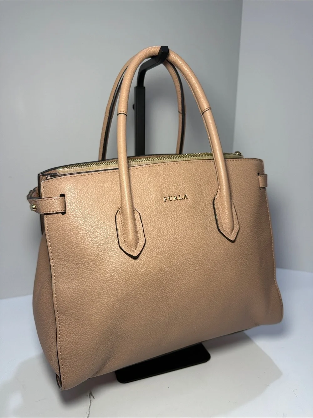 Furla Beige Leather Top-Handle Satchel - Picture 4 of 13